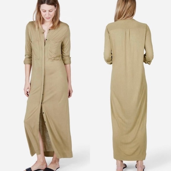 Everlane The Ryan Long Sleeve Button Down Utility Cargo Maxi Shirt Dress - Picture 1 of 7